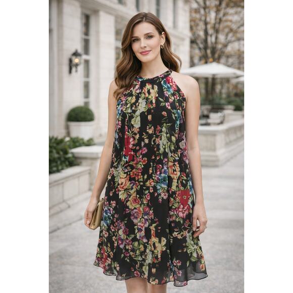 Betsey Johnson Dresses & Skirts - Betsey Johnson Womens Size 12 Multicolor Floral Print Halter Boho Swing Dress